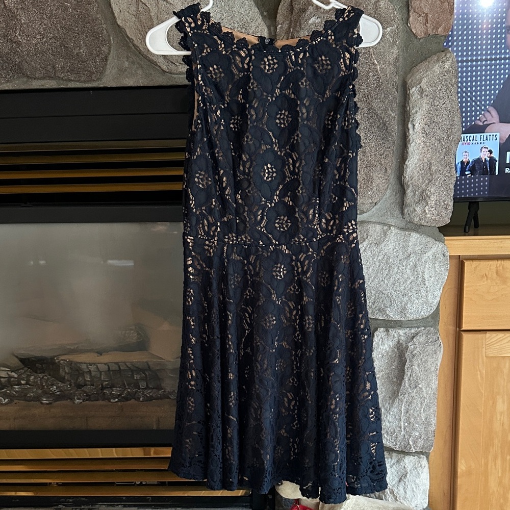 City Studio Navy Floral Lace Midi Dress